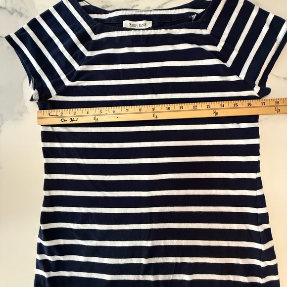 White House Black Market Navy and White Striped Top size Medium - Picture 3 of 3